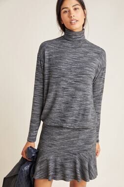 New Anthropologie Bailey 44 Greta Mock-Neck Long Sleeve Mini Dress $160 XS Gray